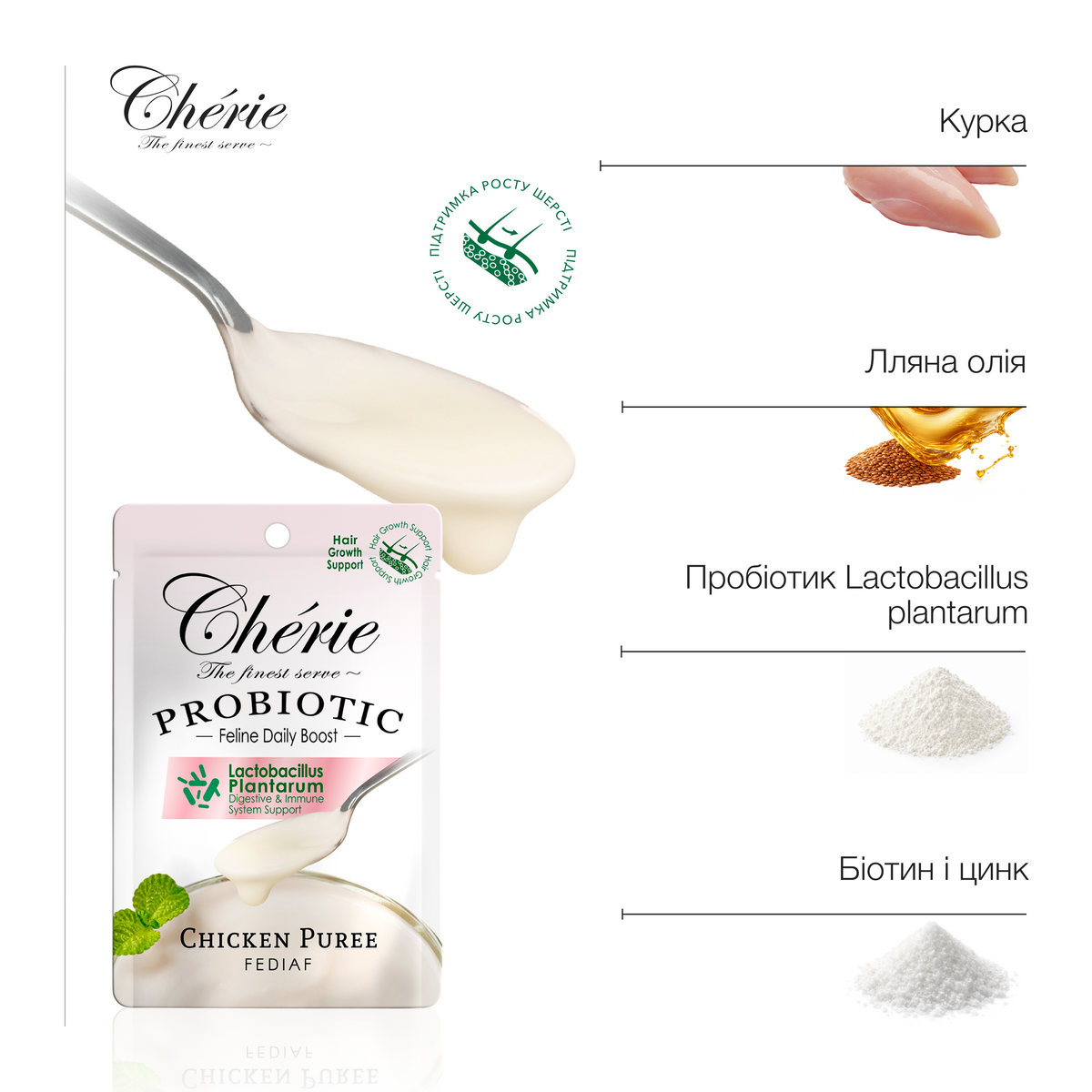 ПЮРЕ З КУРКОЮ ДЛЯ КОТІВ, ЗДОРОВА ШЕРСТЬ, 40 г