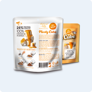 NATURAL KITTY М’ЯСНІ КУБИКИ З КУРКИ ТА ГАРБУЗА ДЛЯ КОТІВ 60 г