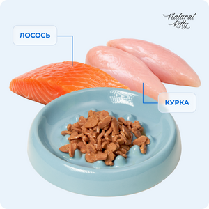 Шматочки курки та лосося в підливі, 85 г