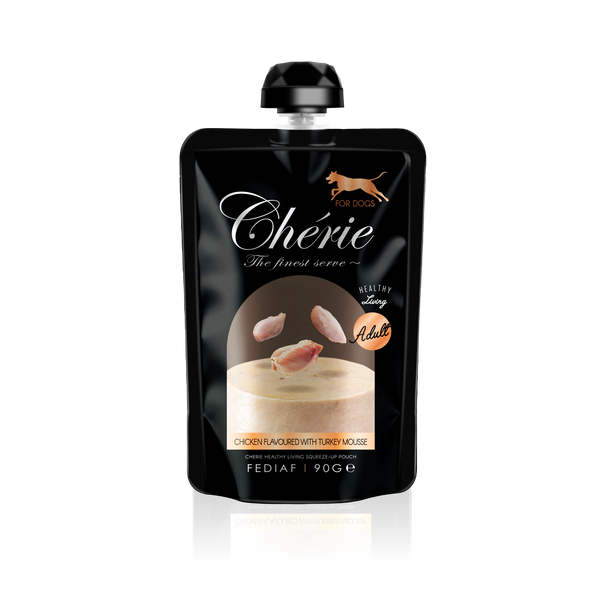 CHÉRIE МУС З КУРКИ ТА ІНДИЧКИ ДЛЯ ДОРОСЛИХ СОБАК 90 г